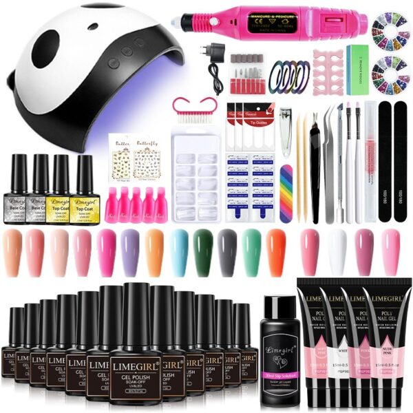 Nail Set With Nail Lamp Nail Dryer Nail Drill Machine Manicure Set Kit Soak-off Nail Art Tool Set Poly UVGel Nail Gel Polish Set - Image 8